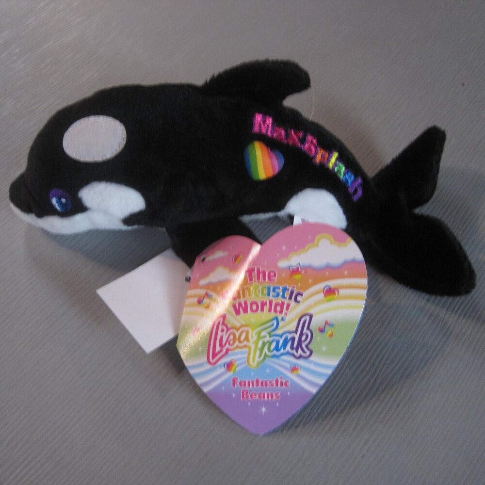 Lisa Frank Black and White Stuffed Whale